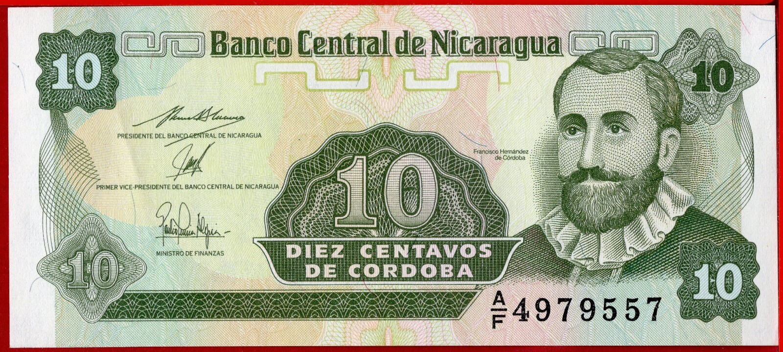 Sentavos Sign NICARAGUA 10 CENTAVOS 1991 P 169(2) Sign variety 2 UNC free shipping ...