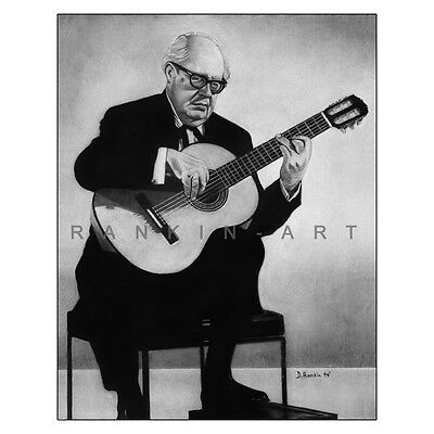 Andres Segovia Charcoal Drawing Classical Guitar 11x14/" Music Art Print Poster