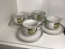 4 x Vintage. Denby Troubadour. Cups And Saucers. Teacups. Tea cup. Coffee cup.