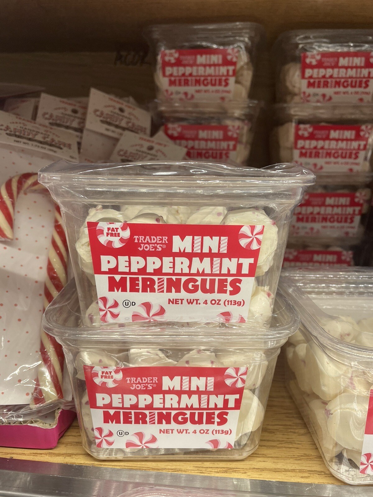 4 Packs Trader Joe’s Mini Peppermint Meringues 4 oz Each Pack, Total 16