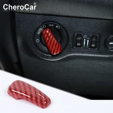 Red Carbon Fiber Headlight Switch Cover Trim For 15+Dodge Challenger/Charger 10+