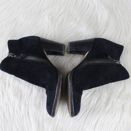 Cole Haan Womens Hayes Ankle Booties Block Heel Black Suede Double Zip Size 5.5 - Picture 2 of 8