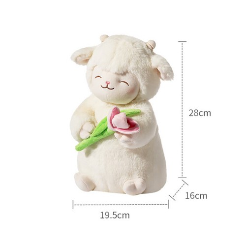 Super Soft Doll Sweet White Sheep Lam Hold Tulip Flower Soft Stuffed Plush D_z8 - Picture 5 of 5