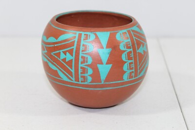 Vintage Jemez Pueblo Pottery Pot Bowl Signed Mary Rose Toya Geometric  Design | eBay