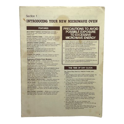 1983 Guide to Your New Electronic Touch-Control Microwave Oven Litton MANUAL