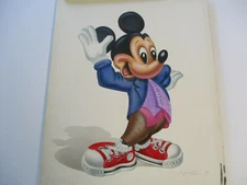 ORIGINAL MICKEY MOUSE PAINTING ILLUSTRATION VINTAGE SIGNED MYSTERY ARTIST DISNEY