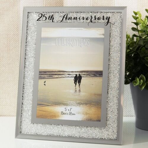 Crystal 25th Silver Wedding Anniversary 5x7 Photo Frame by Celebrations - Picture 1 of 1