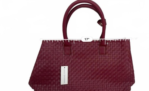 Bolso de Mano Grande LULU DHARMA Cuero Borgoña Tejido Nuevo con Etiquetas - Imagen 3 de 10