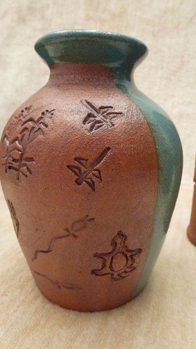 3 pcs. Helen Helwig Studio Pottery Stoneware 2 Vase 1 Pitcher Southwestern Art - Foto 4 di 9