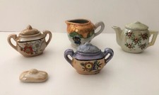 Antique Doll Dishes Lusterware 8 pc -Creamer Sugar Teapot - 1 pc Occupied Japan