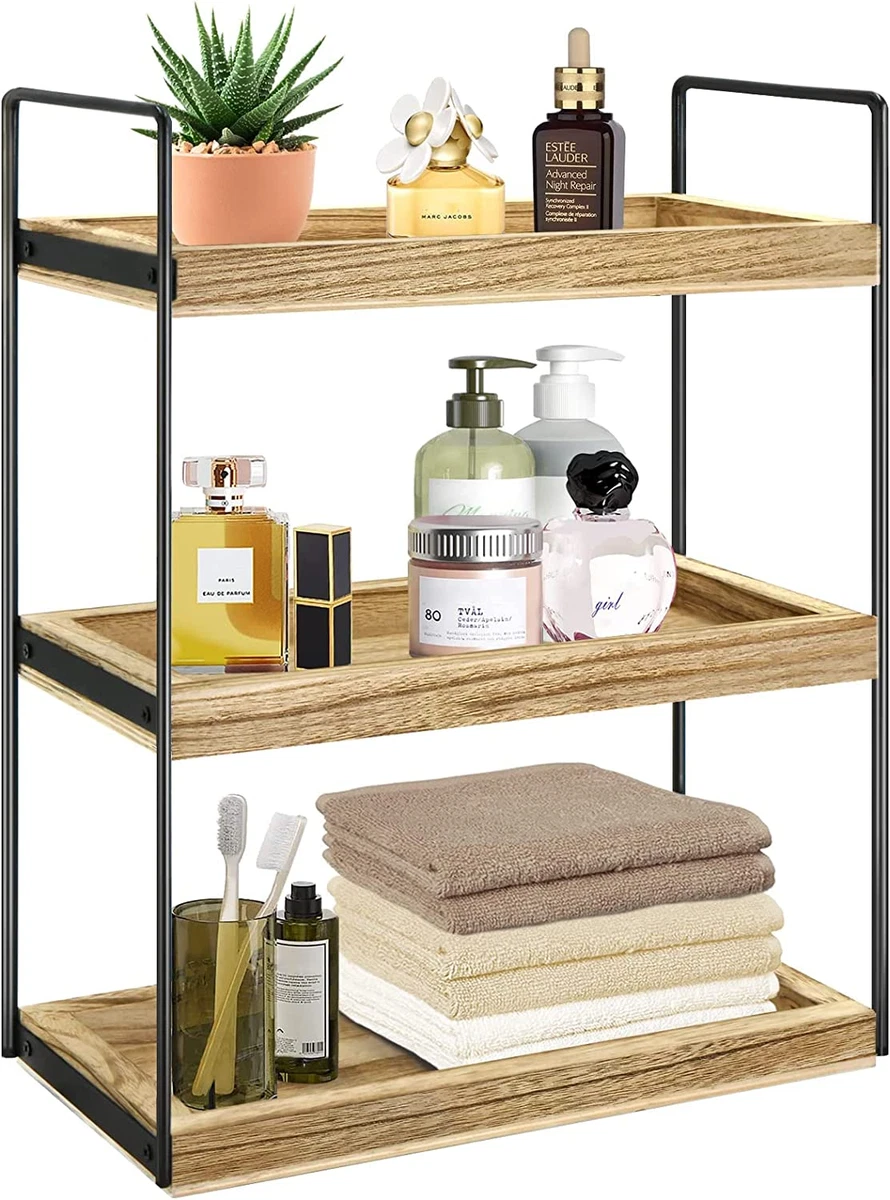 3 Tier Bathroom Counter Organizer, Wooden Bathroom Organizer