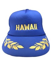 Hawaii Leaf Brim Mesh Back SnapBack Hat Blue Cap Scrambled Eggs