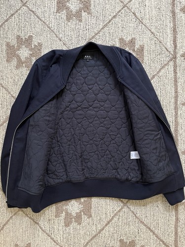 APC Navy Herringbone Bomber Jacket XS Cotton Wool Blend - Picture 2 of 14