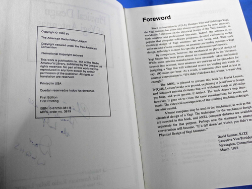 Physical Design of Yagi Antennas By David B. Leeson Hardcover (SIGNED) - Foto 3 di 7