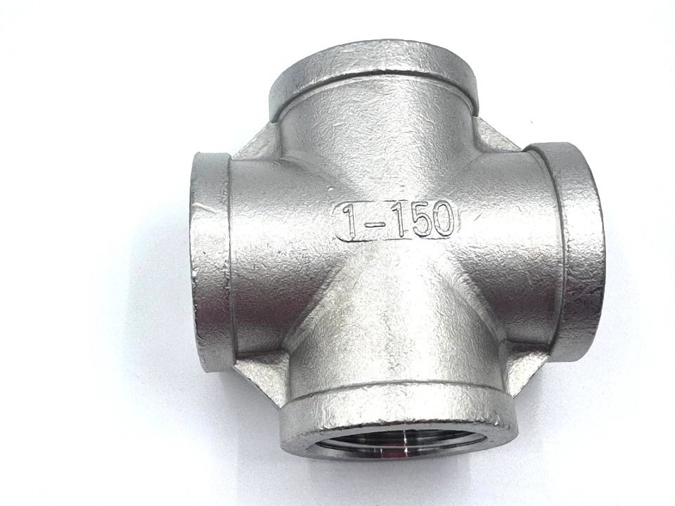 STAINLESS STEEL 4 WAY 1" NPT PIPE CROSS UNION  HEAVY DUTY CAST CLASS 150 - Image 2 of 3
