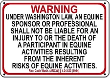 WASHINGTON Equine Sign activity liability warning statute horse farm barn stable