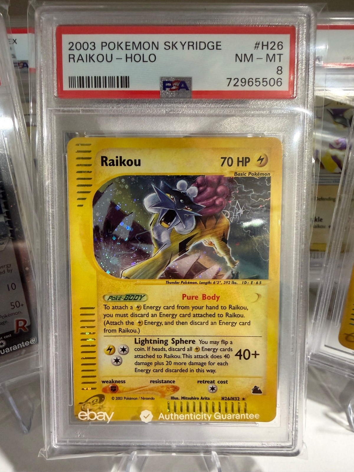 Skyridge Raikou Holo - H26/H32 - PSA 8 Near Mint-Mint