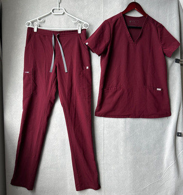 FIGS Technical Collection TW2000/T Maroon Scrub Pants Small & Top S #FW1100