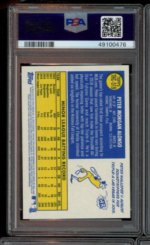 2019 TOPPS HERITAGE CHROME PURPLE REFRACTOR PETE ALONSO RC #519 PSA 10 GEM MINT view 2