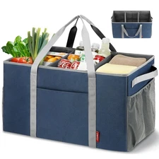 75L Extra Large Utility Tote, Standing, Dividers, 4-Sided Reinforced, Grocery