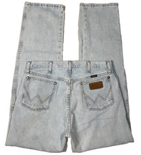 Wrangler 13MWZGH Denim Cotton Jeans Sz 33x34 Light Wash Blue Cowboy Western VTG