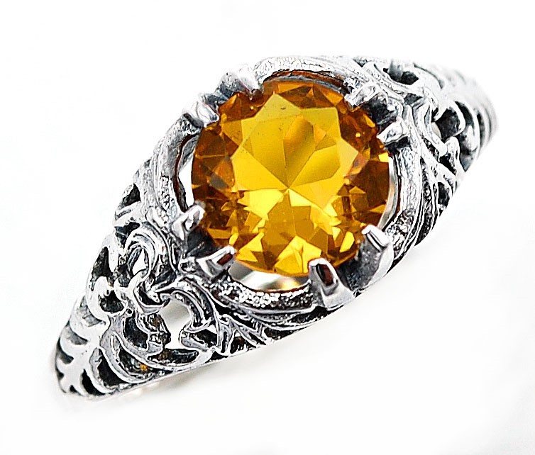 1CT  Citrine 925 Sterling Silver Edwardian Style Ring Jewelry Sz 6 
