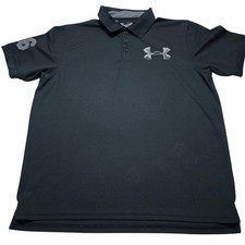 Under Armour Black Heatgear Polo Golf Performance Shirt Men's Large Regular