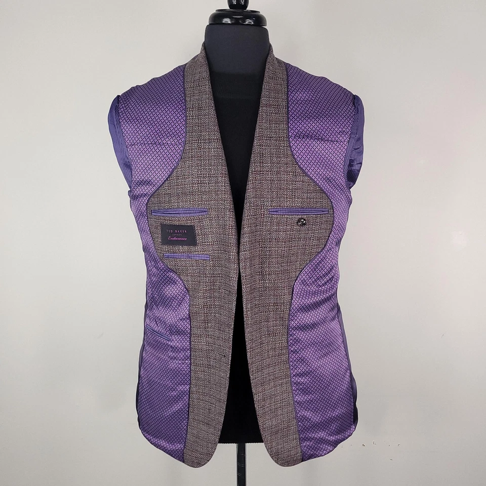 Blazer Ted Baker Para Hombres 40R Gris Mezcla de Lana Resistencia Konan Abrigo Deportivo 2 Botones Foto 3 de 4