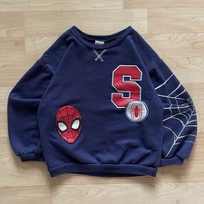 Marvel Spider-Man Boys Sweatshirt Pullover Graphic Web Spellout Navy Size 7