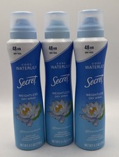 Lot of 3 Secret Dry Spray Deodorants Cool Waterlily 4.1 oz   New
