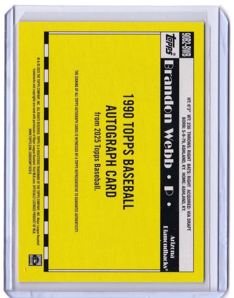 Brandon Webb Autógrafo 2025 Topps Actualización #90B2-BWB Arizona Foto 2 de 4