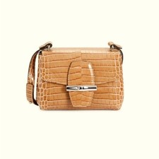 LONGCHAMP Croc-Embossed Leather Crossbody Bag