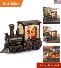 Christmas Water Lantern Snow Globe with Train Santa Light Up Holiday Decor