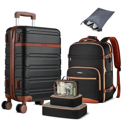 Luggage Sets 6 Piece,Hardside 20In Suitcase with Spinner Wheels,TSA Lock,Carr...