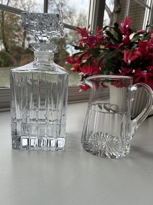 Vintage Whisky Dekanter und Wasserkrug Klarglas Kristall Dekanter   