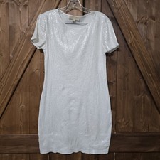 Michael Kors Sequin Dress Women’s Medium White Short Sleeve Knit Bodycon
