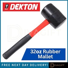 DEKTON RUBBER MALLET HAMMER 32OZ STEEL SHAFT CAMPING RUBBER GRIP TOOLS DIY SOLID