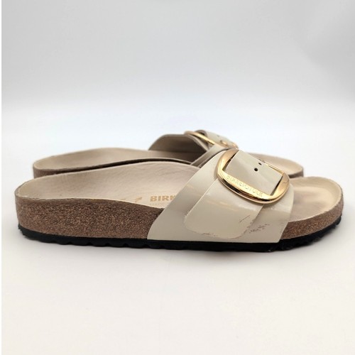 Birkenstock Madrid Big Buckle Leather Patent High Shine Sandals USW6/M4 EU37 - Picture 3 of 12