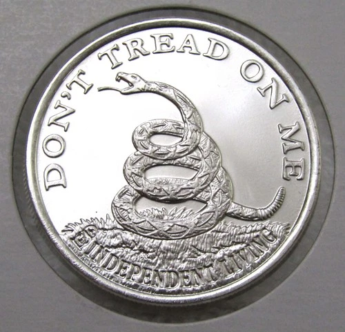 Independent Living Don't Tread Boston Tea Party 1 Troy oz .999 Fine Silver Round