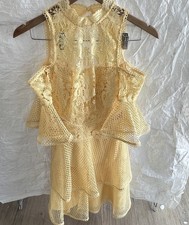 Thurley / Forever New Yellow Lace Cut Out Mini Dress