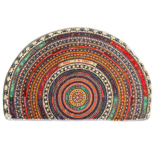 Half Round Door Mat,Semi Circle Bathroom Floor Rug,Mandala Boho Bohemian Non-...