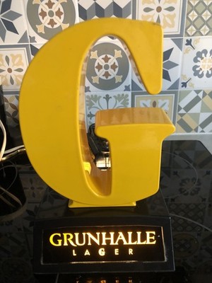 Grunhalle Lager Leuchtbar Topper Schrift Kneipe Bar Sammlerstück