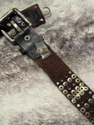 RARE Vintage BLACK STUDDED LEATHER AFFLICTION Gothic BELT y2k Size