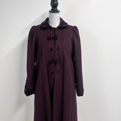 専用【13】 Vintage Rothschild Girls Long Dress Coat size 16 Plum Wool Velvet