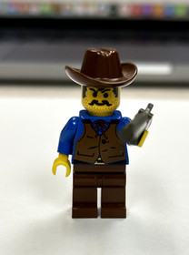LEGO Cowboy vest blue shirt Western minifigure 6765 Gold City Junction