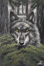 Original Oil Wolf Forest Painting Wildlife Art Animal Portrait Canvas Nature Art
