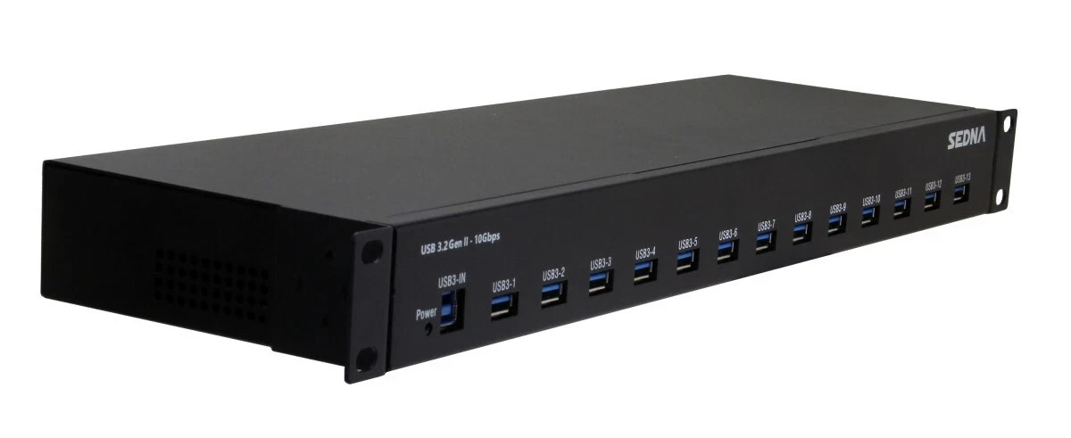 SEDNA - 19 Inch 1U Rack Mount 13 Port USB 3.2 Gen II Hub (10