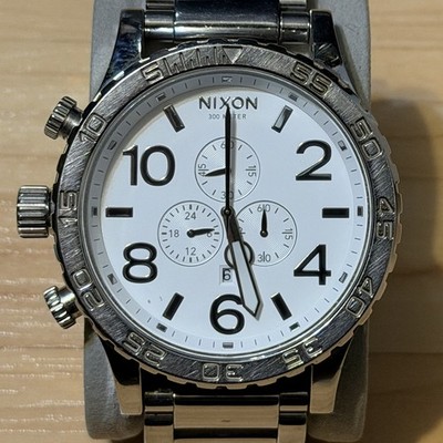 Nixon The 51-30 Chrono Simplify Silver White Chronograph Analog Watch RUNS READ
