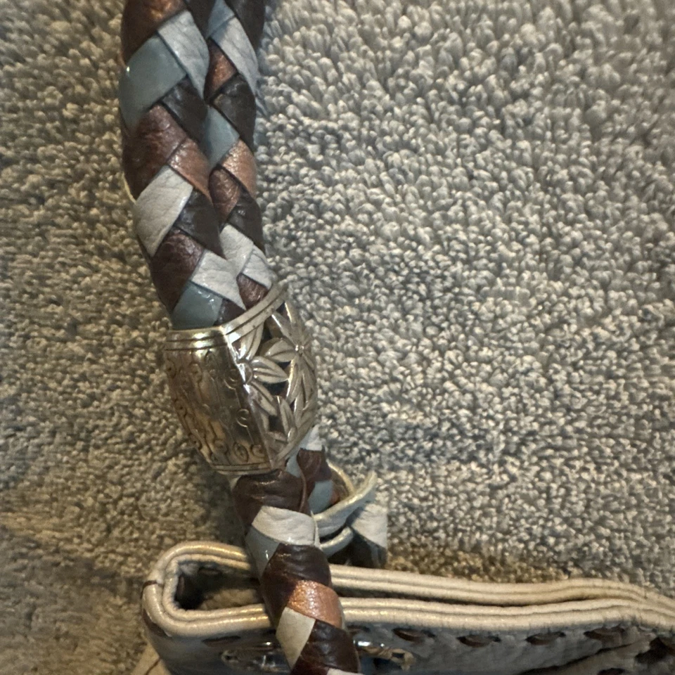 Bolso de Hombro Cartera de Cuero Azul Brighton Trenzado Asas Multicolores Foto 2 de 4