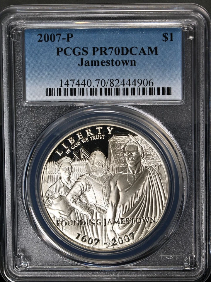2007-P Jamestown Commemorative Silver Dollar $1 PCGS PR70 DCAM - Image 3 of 4